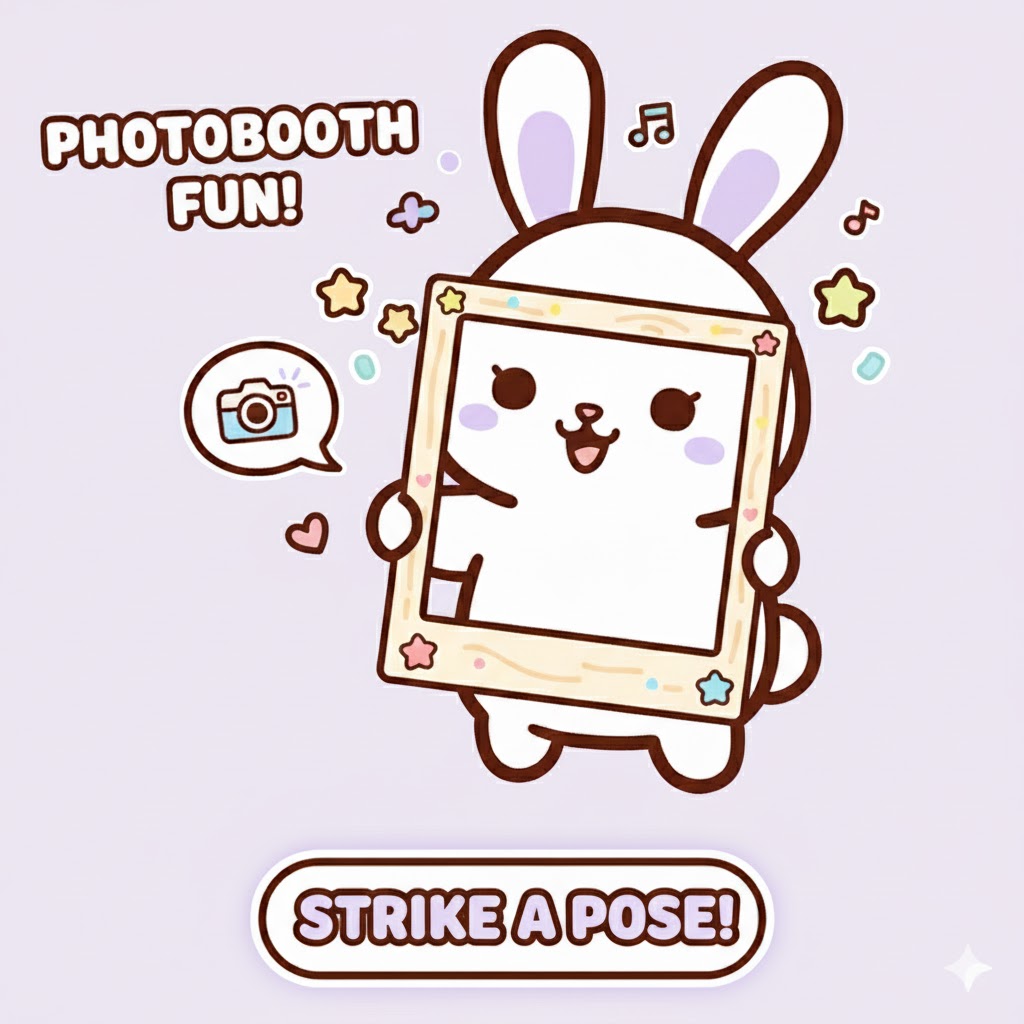 Photobooth bunny holding frame